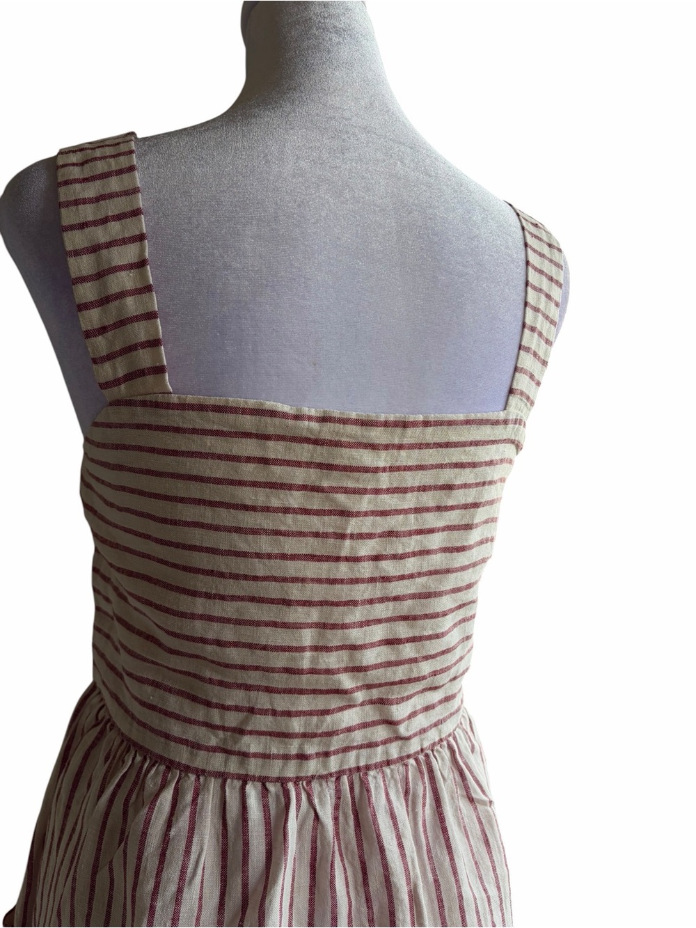 Artisan Ny Cream and Brown Striped Button-Front Midi Sundress - Picture 6 of 7